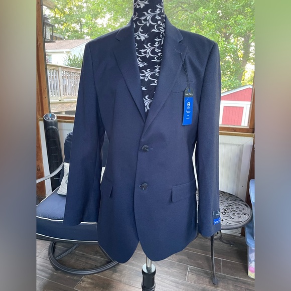 NWT Nautica Blue Sport Coat with Notched Lapels - Picture 1 of 9